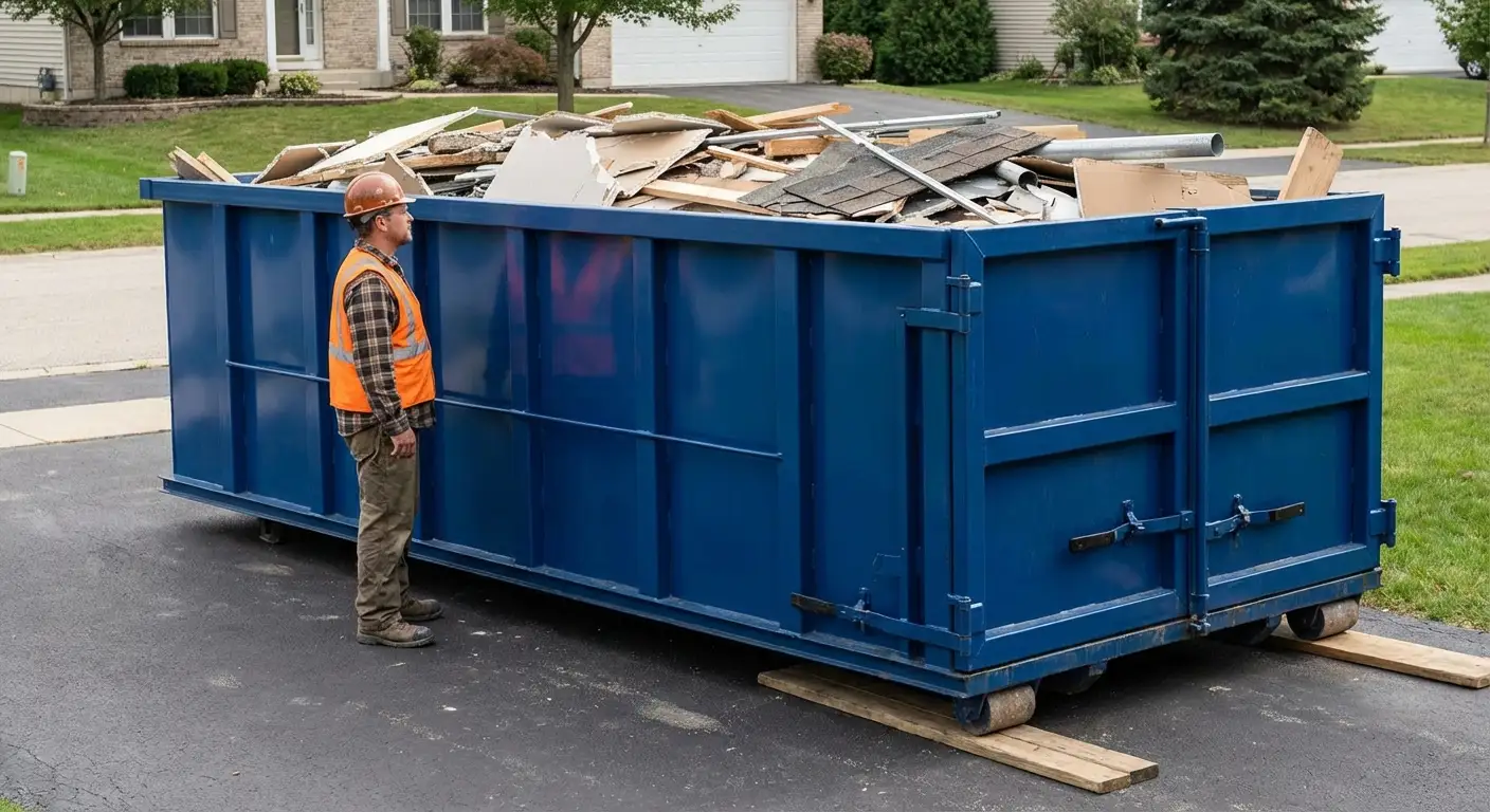 Dumpster loaded correctly to avoid overage fees in Pensacola, FL