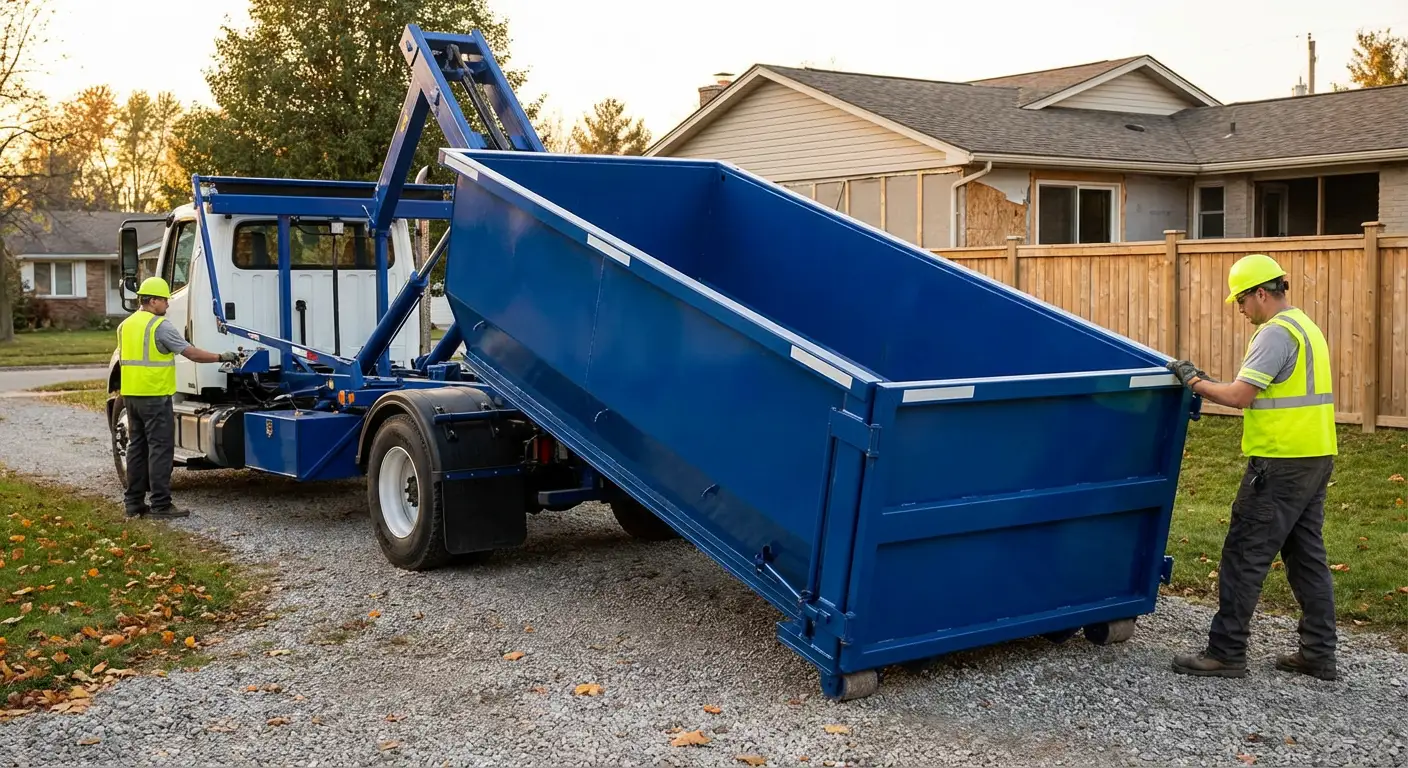 Roll-off dumpster rental delivery truck in Pensacola, FL