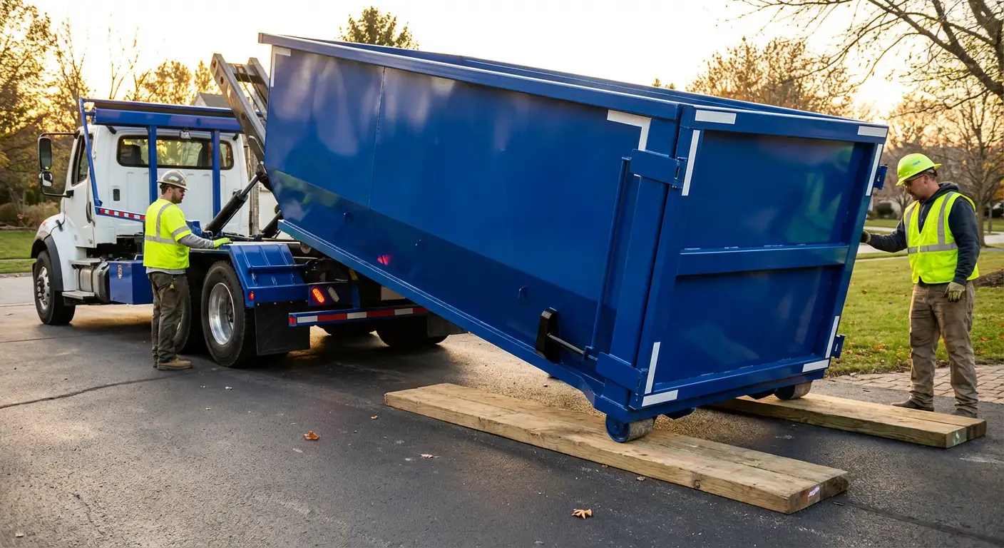Dumpster delivery on driveway in Pensacola, FL