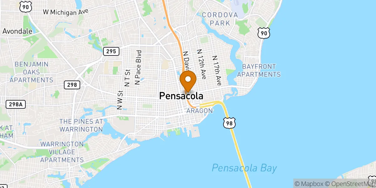 Downtown neighborhood map in Pensacola, FL